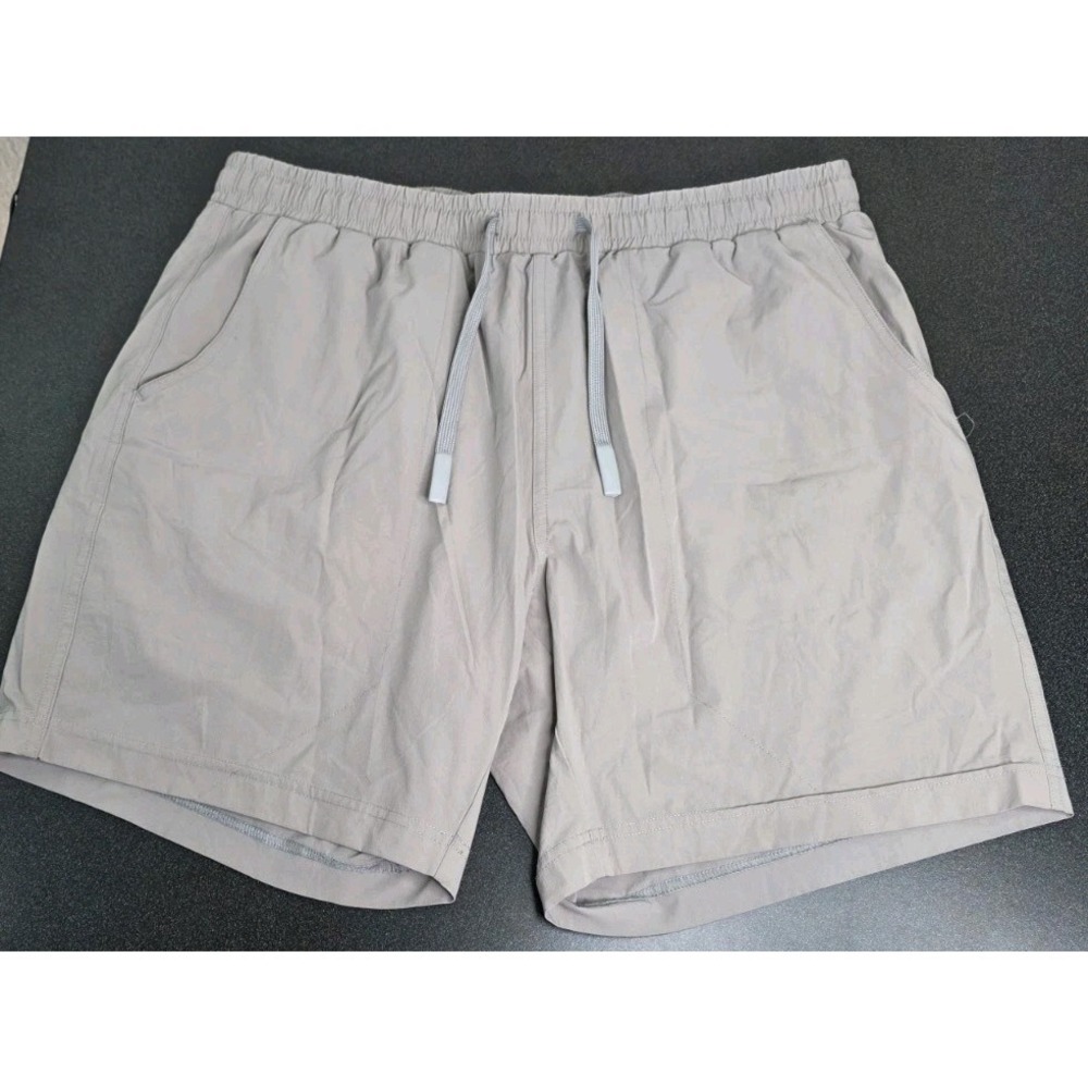 Bear Bottom Men L Swim Elastic‎ Waist 7" Shorts Lined Beige Beach Outdoor
